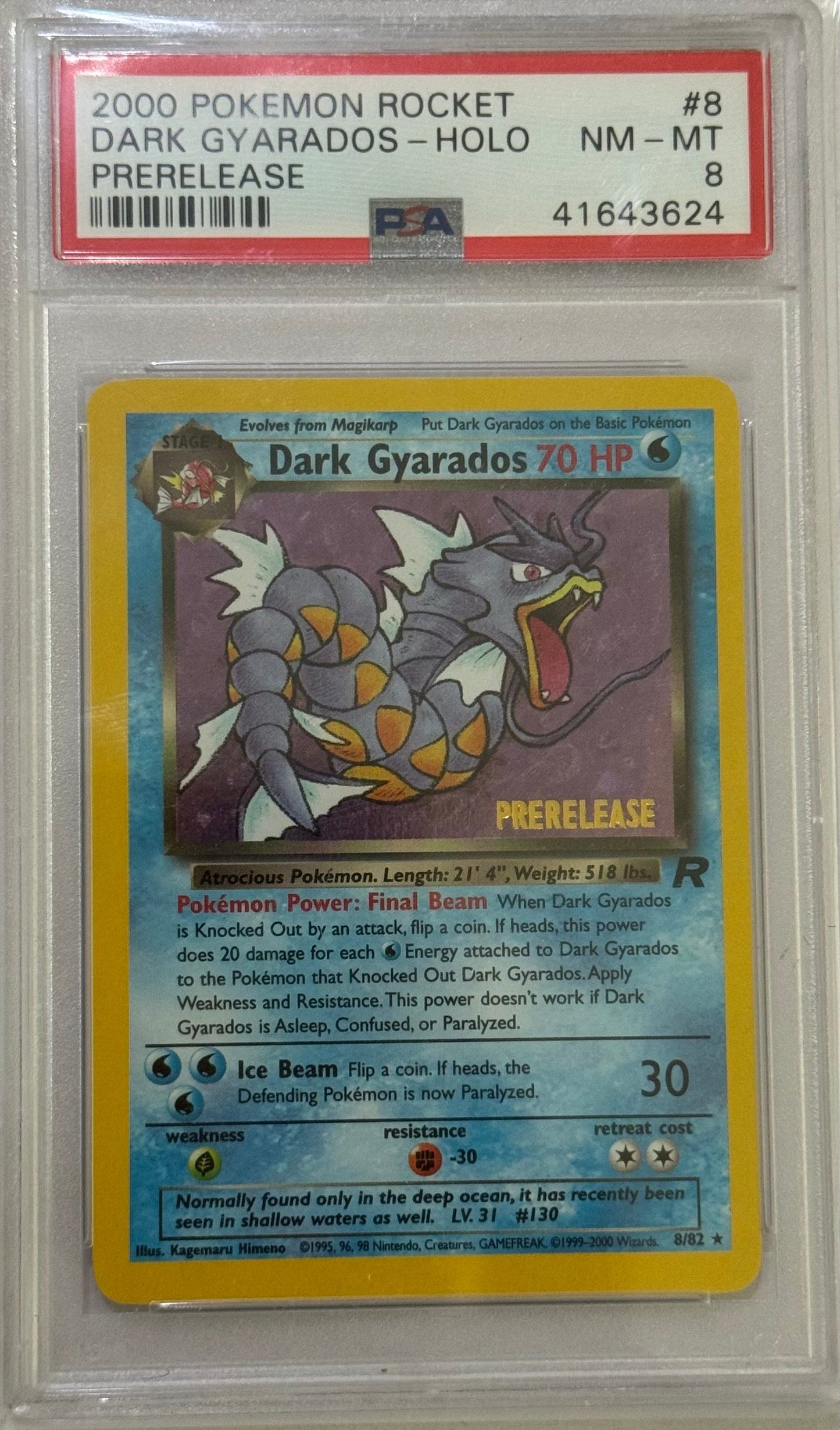 Dark Gyarados Prerelease HOLO - Team rocket (2000) - PSA 8